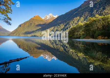 Lake Gunn New Zealand - winter reflections Stock Photo