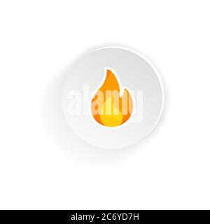 Fire flames button flat icon. Vector on a white background. EPS 10 Stock Vector