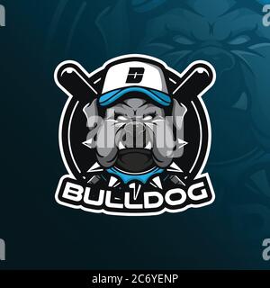 dog vector mascot logo design with modern illustration concept style for badge, emblem and tshirt printing. bulldog illustration for sport team. Stock Vector