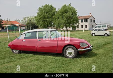Vintage Citroen DS FD (1973) in classic car meeting 15th Auto moto raduno, on April 25, 2015 in Piangipane, RA, Italy Stock Photo