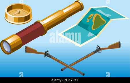 mock up illustration of treasure hunt game on abstract backgrounds Stock Vector
