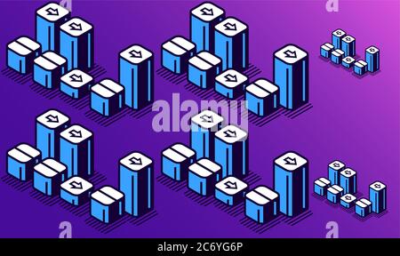 digital textile design of buildings on abstract background Stock Vector