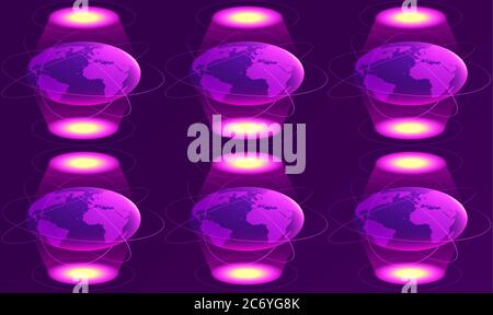 digital textile design of globes on abstract background Stock Vector