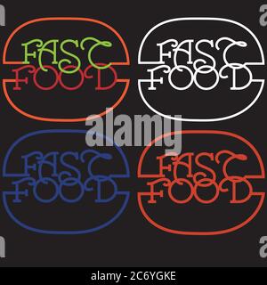 minimal abstract logo lettering fast food in different ways Stock Vector