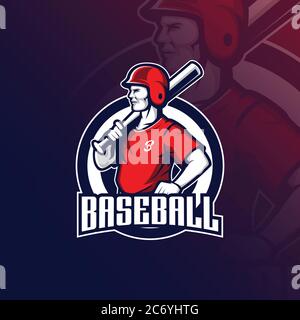 baseball vector mascot logo design with modern illustration concept style for badge, emblem and tshirt printing. baseball illustration. Stock Vector