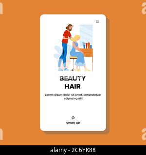 Beauty Hair Stylist Haircut Girl Client Vector Stock Vector