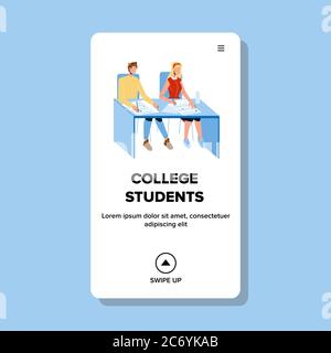 College Students Boy And Girl Studying Vector Stock Vector