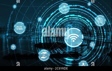 The modern creative communication and internet network connect in smart city Stock Photo