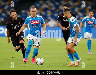 Stanislav Lobotka of Napoli  during the  italian serie a soccer match,  SSC Napoli - AC Milan       at  the San  Paolo   stadium in Naples  Italy , Ju Stock Photo