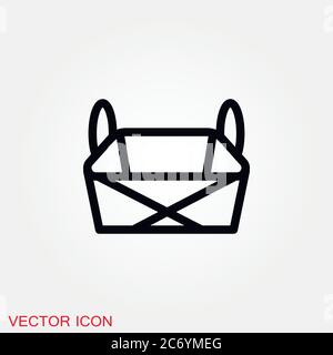 Basket icon, plate with spoon BBQ. Vector sign Stock Vector