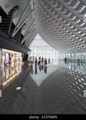 Inside Terminal 1 of Taoyuan International Airport (TPE) near Taipei, Taiwan on May 22, 2014. Stock Photo