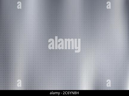 Abstract solid silver titanium plate material with grunge line pattern with halftone decorative background. Use for ad, poster, artwork, template desi Stock Vector