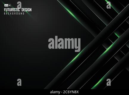 Abstract gradient black template with rectangle design of pattern in green laser decorative background. Use for ad, poster, artwork, template design, Stock Vector