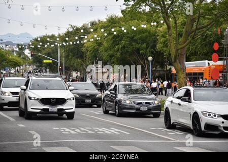 West Hollywood, CA/USA - May 29, 2020: Black Lives Matter protesters take over Santa Monica Boulevard Stock Photo