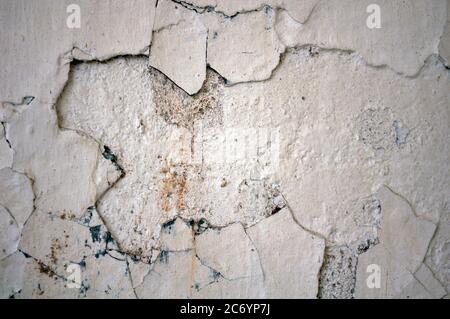 Destroid polished white plaster. Old plaster was  not removed from the front before the upgrade Stock Photo