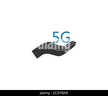 5g, wireless, hand icon. Vector illustration, flat design. Stock Vector