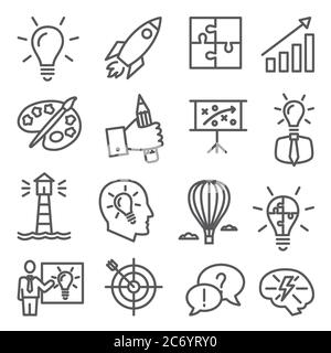 Idea line icons on white background Stock Vector