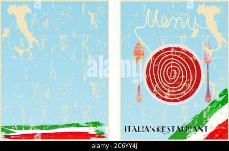 Menu for Italian restaurant, fictional artwork, free copy space Stock Vector