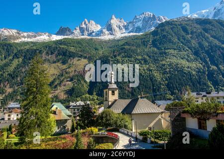 Church St Michel, Chamonix, Savoie department, Auvergne-Rhone-Alpes, France Stock Photo