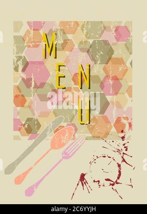 retro abstract menu template,free copy space, vector, fictional artwork Stock Vector