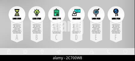 Infographics with 6 circles and arrows. Modern vector template. Can be used for six diagrams, business, web, banner, presentations, flowchart Stock Vector