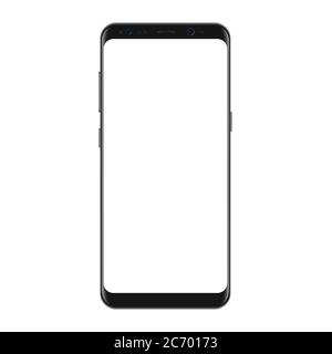 New version of modern vector smartphone with blank white screen. Frameless display smartphone Stock Vector