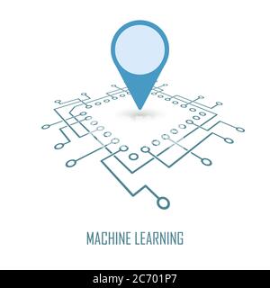 Machine learning modern technology sign. Geo location symbol. Vector illustration Stock Vector