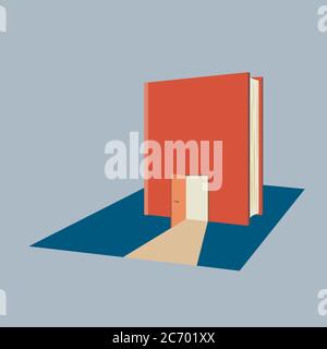 Opened door to book vector illustration. Knowledge symbol. Stock Vector