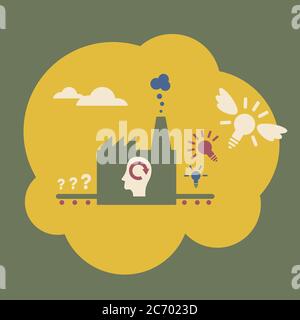 Industrial Idea generation vector illustration. Intellectual engineering innovative mindset concept. Stock Vector