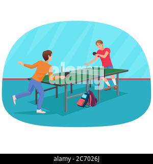 two men playing table tennis vector illustration Stock Vector Image ...