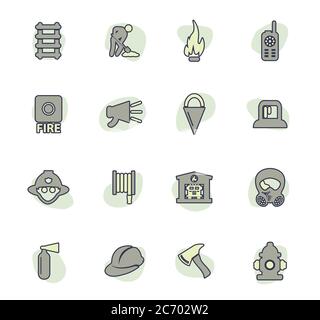 Fire brigade icons set Stock Vector