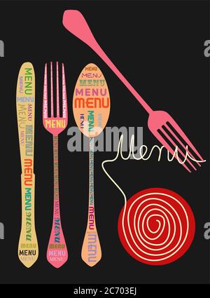 Menu template for italian restaurant ,free copy space, vector illustration Stock Vector