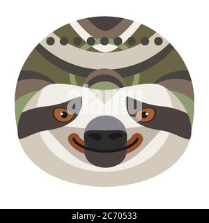 Sloth Head Logo. Vector decorative Emblem isolated Stock Vector