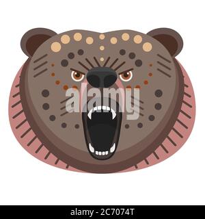 Roaring bear Head Logo. Vector decorative Emblem illustration Stock Vector