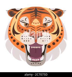 Angry Tiger Mascot, Isolated vector logo illustration Stock Vector