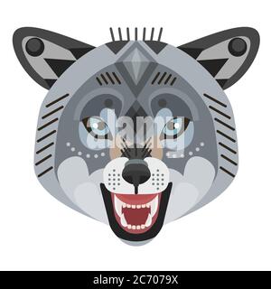 Angry wolf head Logo. Vector decorative Emblem illustration Stock Vector
