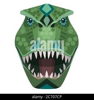 Angry t-rex raptor head Logo. Vector decorative Emblem Stock Vector