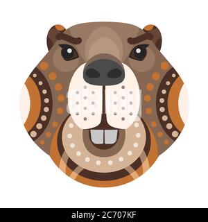 Beaver Head Logo. Vector decorative Emblem isolated Stock Vector