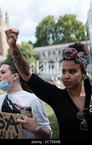 Breonna Taylor Black Lives Matter BLM March/Protest July 2022, US Embassy to Parliament Square Stock Photo