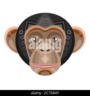 Chimpanzee Head Logo. Monkey Vector decorative Emblem Stock Vector
