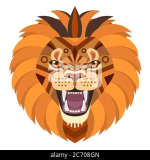 Angry lion head Logo. Vector decorative Emblem isolated Stock Vector