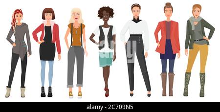 Fashion cartoon girl in jeans and tank top with floral embroidery Stock  Vector Image & Art - Alamy