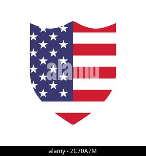 Shield with usa American flag icon Stock Vector