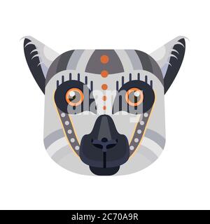 Lemur Head Logo. Madagascars lemur Vector decorative Emblem Stock Vector