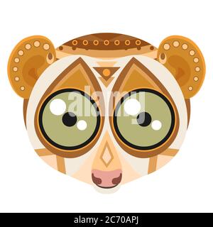 Lemur head Logo. Monkey vector decorative emblem isolated Stock Vector
