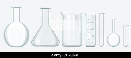 Chemical Science Equipment set. Laboratory glass equipment vector illustration Stock Vector