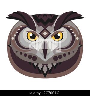 Owl Head Logo. Vector decorative Emblem isolated Stock Vector