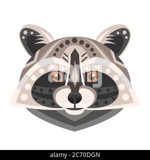 Raccoon Head Logo. Vector decorative Emblem isolated Stock Vector