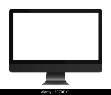 Computer dark grey display with blank white screen isolated. Vector illustration Stock Vector