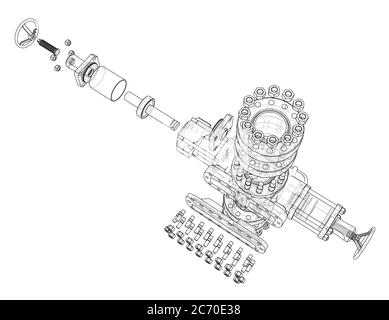 Blowout preventer. 3D illustration Stock Photo